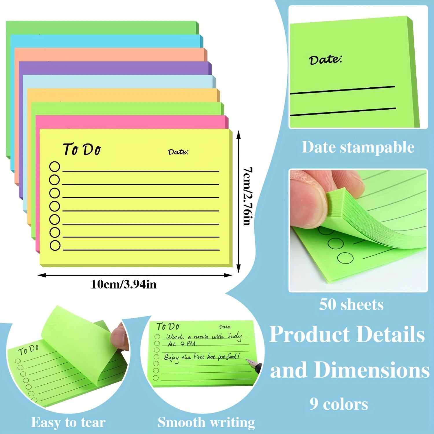 50-sheets To Do List Sticky Notes for Planner Reminder, Office & School Supplies