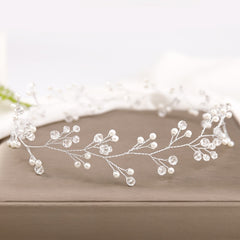 Silver Pearl Bridal Headpiece Rhinestones Headband Hair Accessories