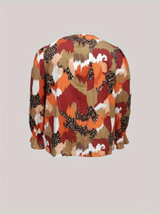  Colorblock Leopard Print Blouse