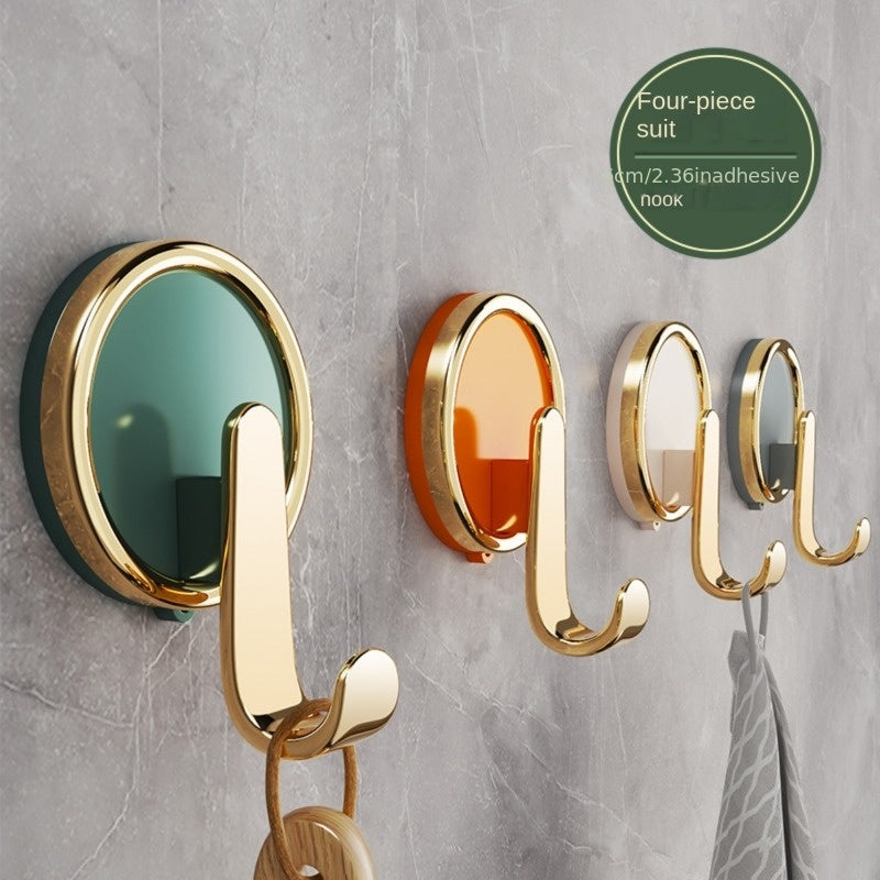 4pcs Adhesive Bathroom Towel Hook Strong Punch Sticky Toilet Wall Non-marking
