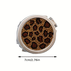 Leopard Pattern Makeup Mirror Double Sided Compact Cosmetic Mirror