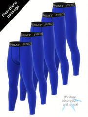 Men's Solid Pocket Leggings Quick Dry Sports Compression Pants