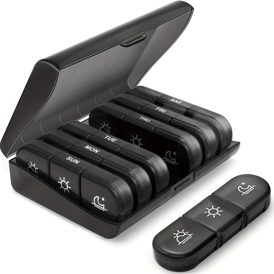 Portable 7-Day Pill Organizer with Light-Proof Containers