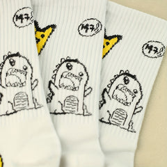 Cartoon Dinosaur Print Socks Comfy & Mid Tube Stockings