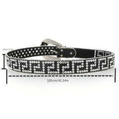 Geometric G Rhinestone PU Belt Hip Hop Jeans Pants Belts