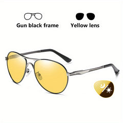 Aviation Photochromic Sunglasses Polarized Men Night Vision Driving