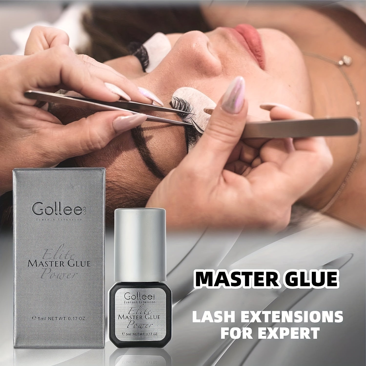 GOLLEE Eyelash Extension Glue Strong Adhesive 0.5 Sec Dry Time 8 Weeks Retention