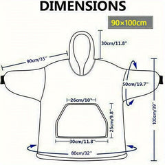 Oversized Sherpa Fleece Hoodie Blanket Cozy Soft Warm Snuggle Throw Sweatshirt