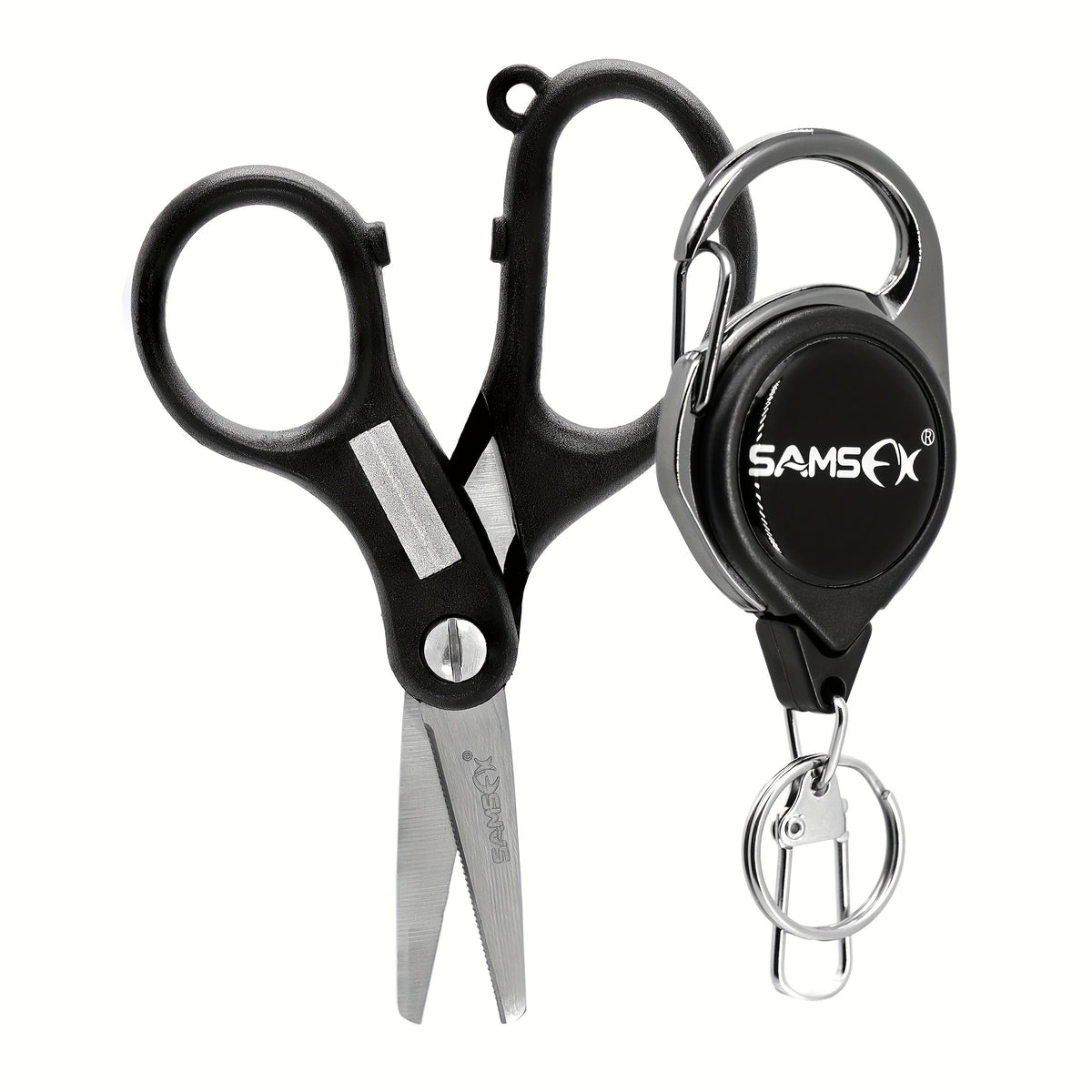 SAMSFX Retractable Lanyard Fishing Scissors with Hook Sharpeners