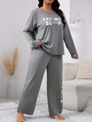  Eyelash Slogan Print Lounge Set Pajamas