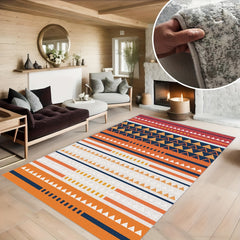 Boho Geometric Anti Fatigue Kitchen Rugs Soft Faux Sheepskin Mat