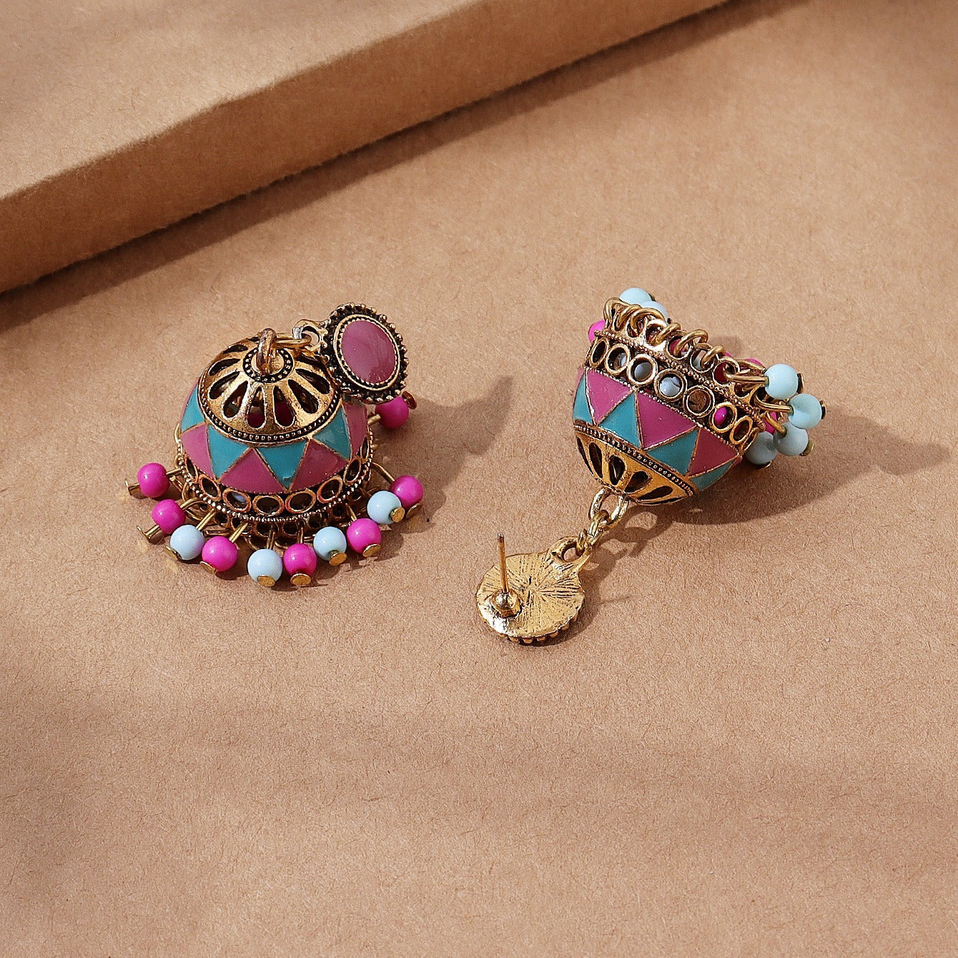 Indian Wind Drip Oil Colored Lantern Earrings