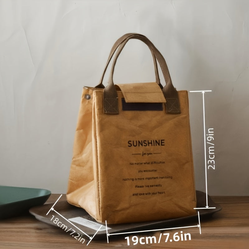 Waterproof Paper Bento Bag Insulated Lunch Box Handbag