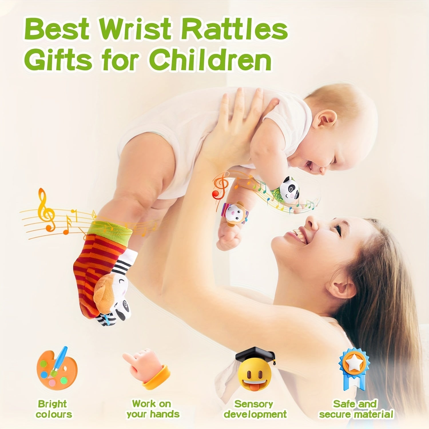 4pcs Baby Wrist Rattles Foot Finder Toys Set Toddler Rattle Sock Gift