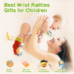 4pcs Baby Wrist Rattles Foot Finder Toys Set Toddler Rattle Sock Gift