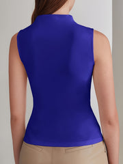 Ruched Tank Top Funnel Neck Sleeveless