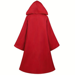 Long Hooded Cape Deep Red Costume cloak Gothic Anime Wizards