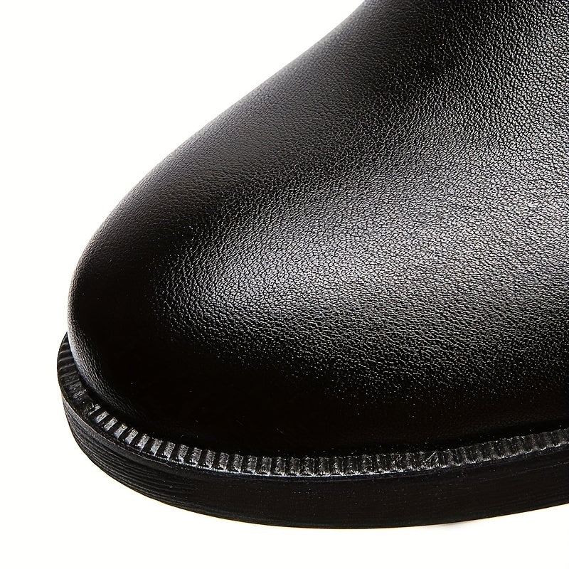 Women's Side Zipper Boots Round Toe Lace Up Shoes Solid Boots