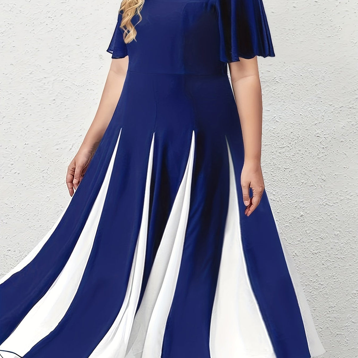  Flutter Sleeve Round Neck A-line Dress