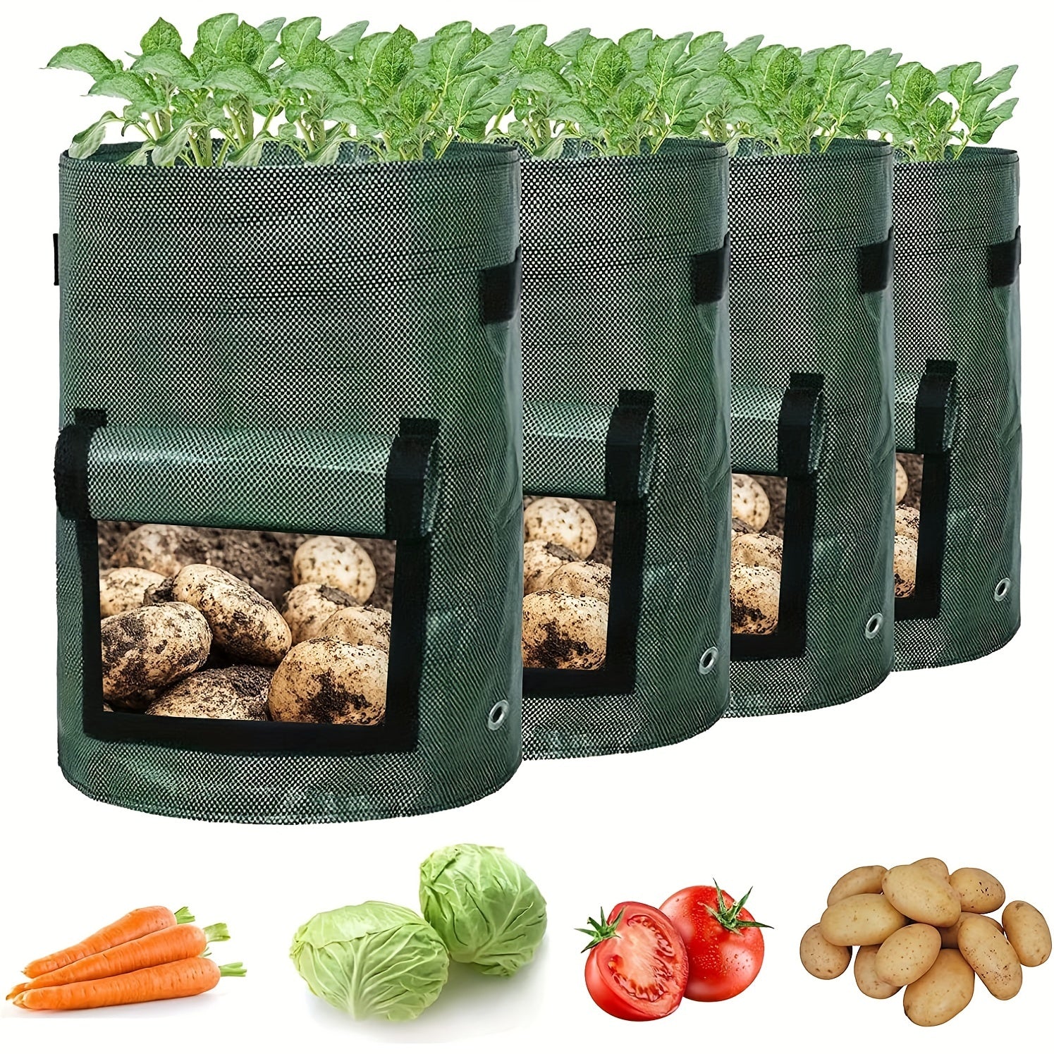4pcs Potato Grow Bags with Flap & Handles 7 Gallon
