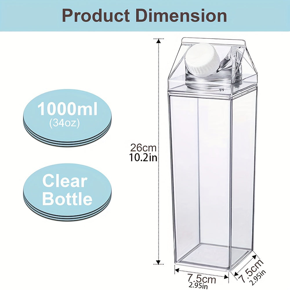 Aeyeele 17oz 34oz Milk Box Water Bottle Portable Square Bottle