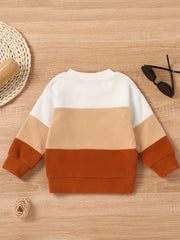 Infant Stylish Block Sweatshirt Cotton Long Sleeve Pullover