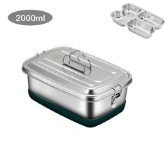 Large Capacity Stainless Steel Lunch Box 2000ml Double Layer Bento Box