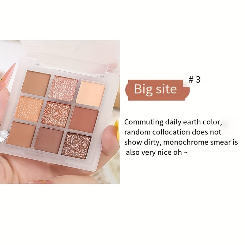 9-Color Eyeshadow Palette Brown Tone Portable Cosmetics