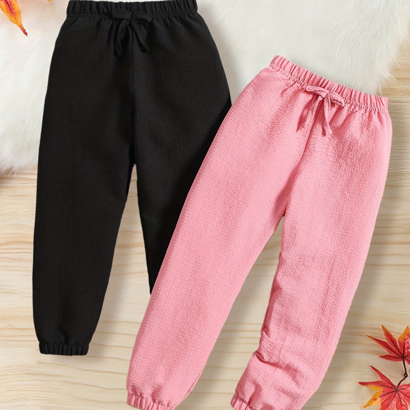 2pcs Girl's Dry Fit Bow Front Jogger Trousers