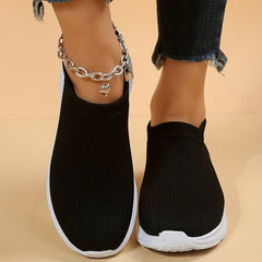 Women's Knit Slip-On Sneakers Low Platform Shoes