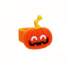 18pcs Halloween Party Rings Plastic Rings with 6 Unique Designs