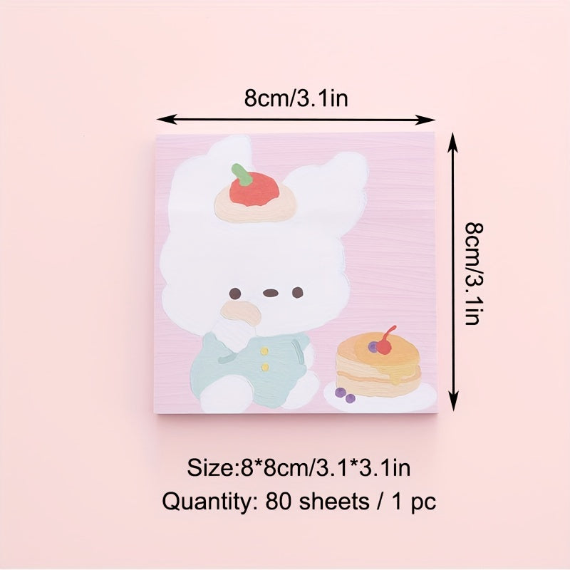 80 Sheets Cartoon Animal Sticky Notes For Students & Girls