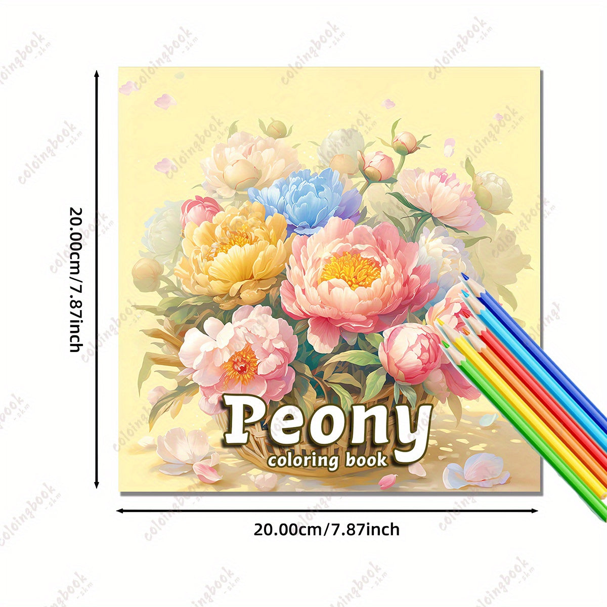 HQY Deluxe Peony Painting Coloring Book 22 Pages