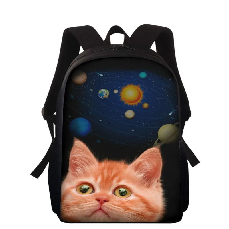 13in Children School Bag Cat Print Orthopedic Bookbag