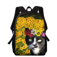 13in Children School Bag Cat Print Orthopedic Bookbag