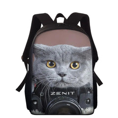13in Children School Bag Cat Print Orthopedic Bookbag