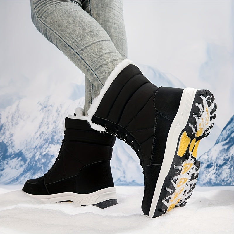 Fur Fleece Lined Snow Boots Waterproof Winter Shoes