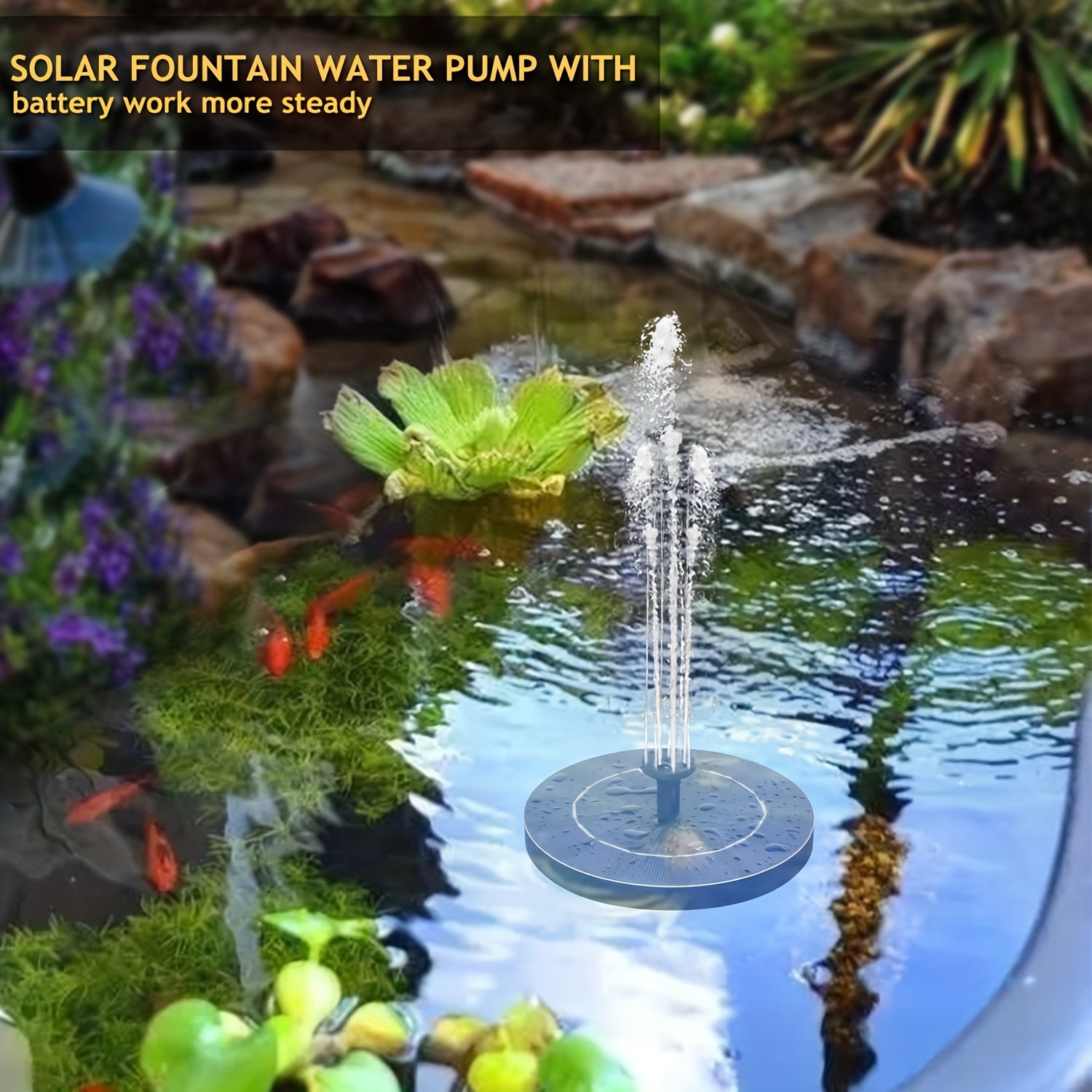 Circular Solar Fountain Outdoor Pool Bird Bath Courtyard Garden Fountain