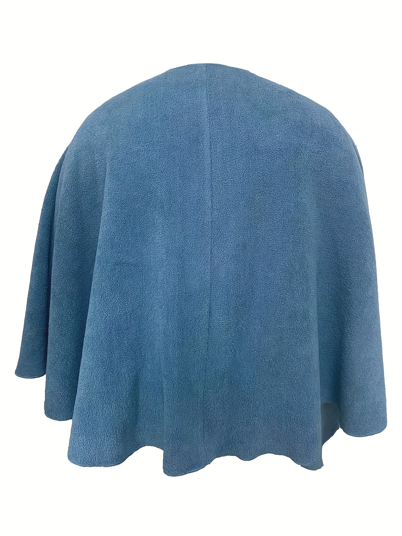  Solid Fleece Bat Sleeve Open Front Cardigan