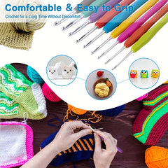 Embroidery Thread Crochet Hooks Set 2mm-10mm Ergonomic Soft Grip Handle