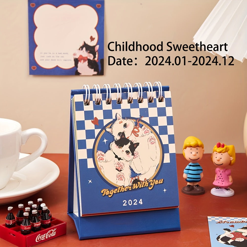 Cartoon Mini Desk Calendar Tabletop Flip Calendar