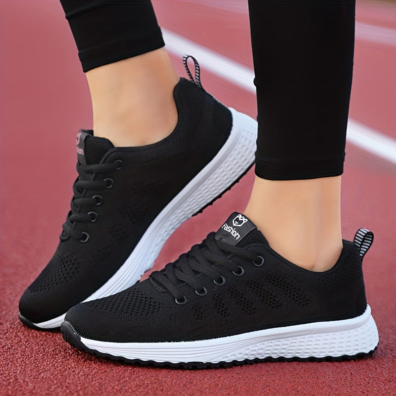 Women's Striped Knit Sneakers Lightweight Low Top Casual Shoes