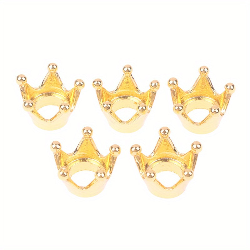 5pcs Mini Metal Crowns for Dollhouse Princess Theme Decor
