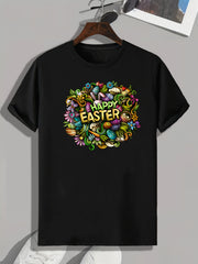 HAPPY EASTER Print Men's Graphic T shirt Casual Tee For Summer