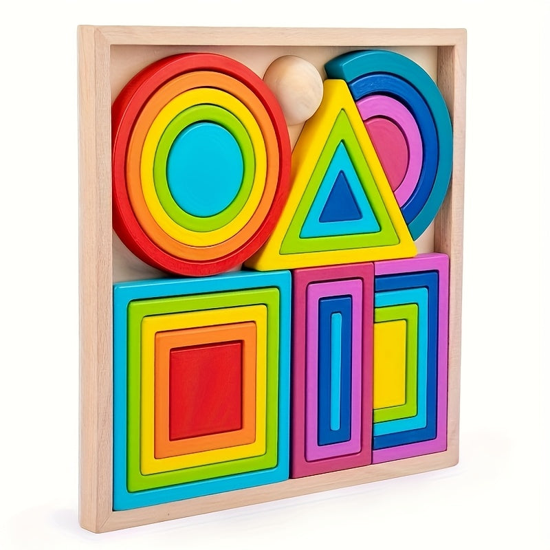 Wooden Rainbow Puzzle Toy for Home Office Decor