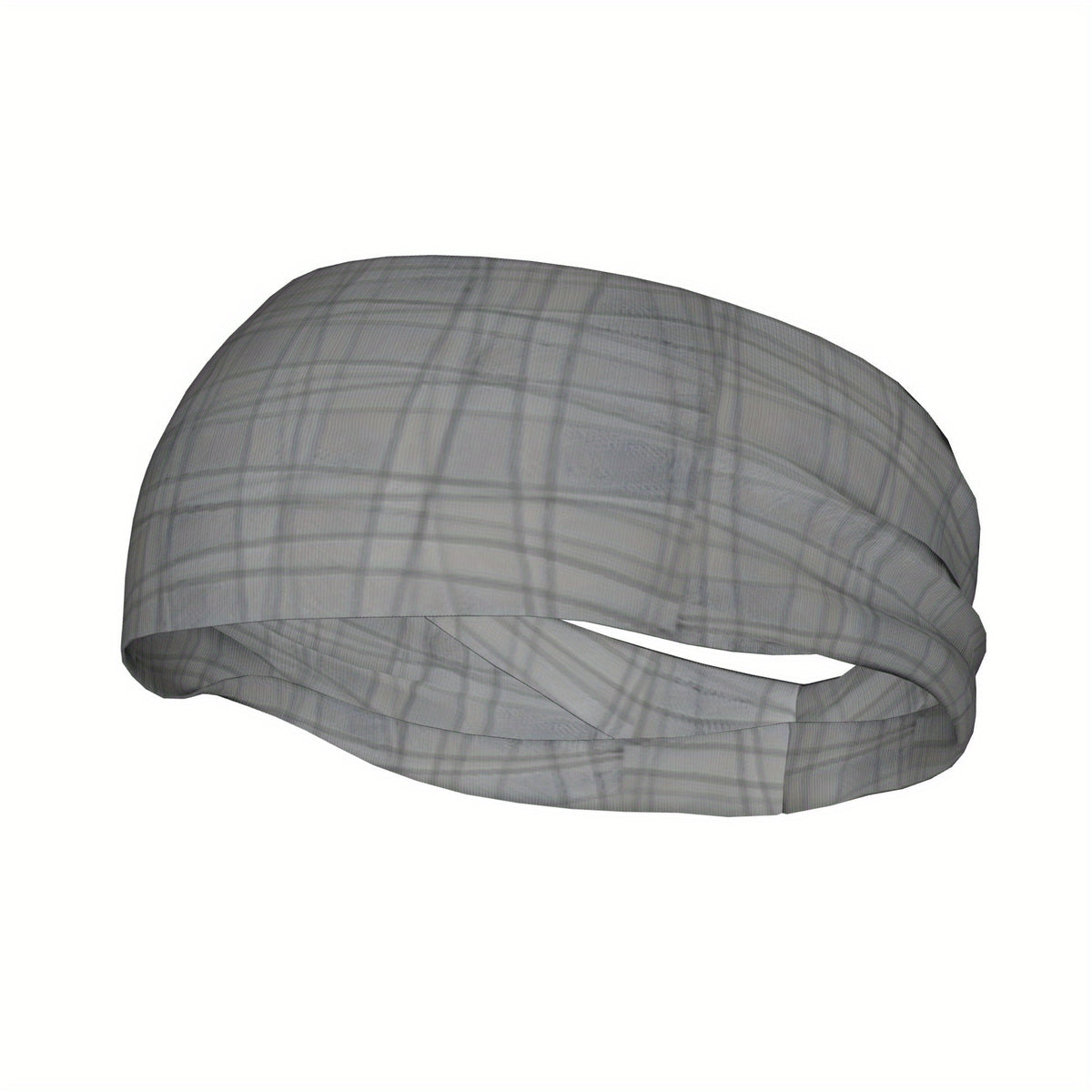 Vintage Plaid Headband Elastic Fit Gray & Checkered Pattern
