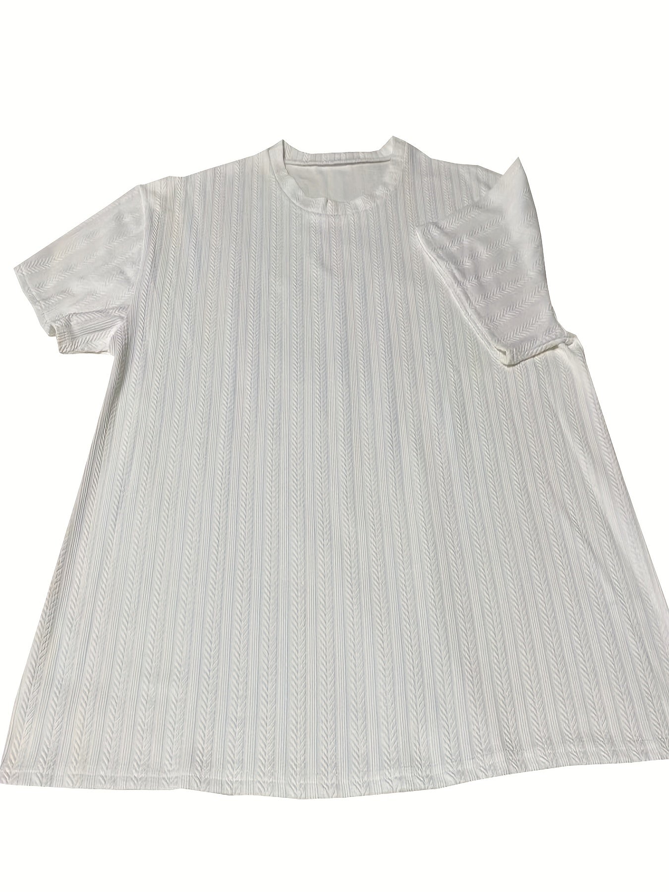  Solid Textured Short Sleeve Round Neck Top & Shorts Set