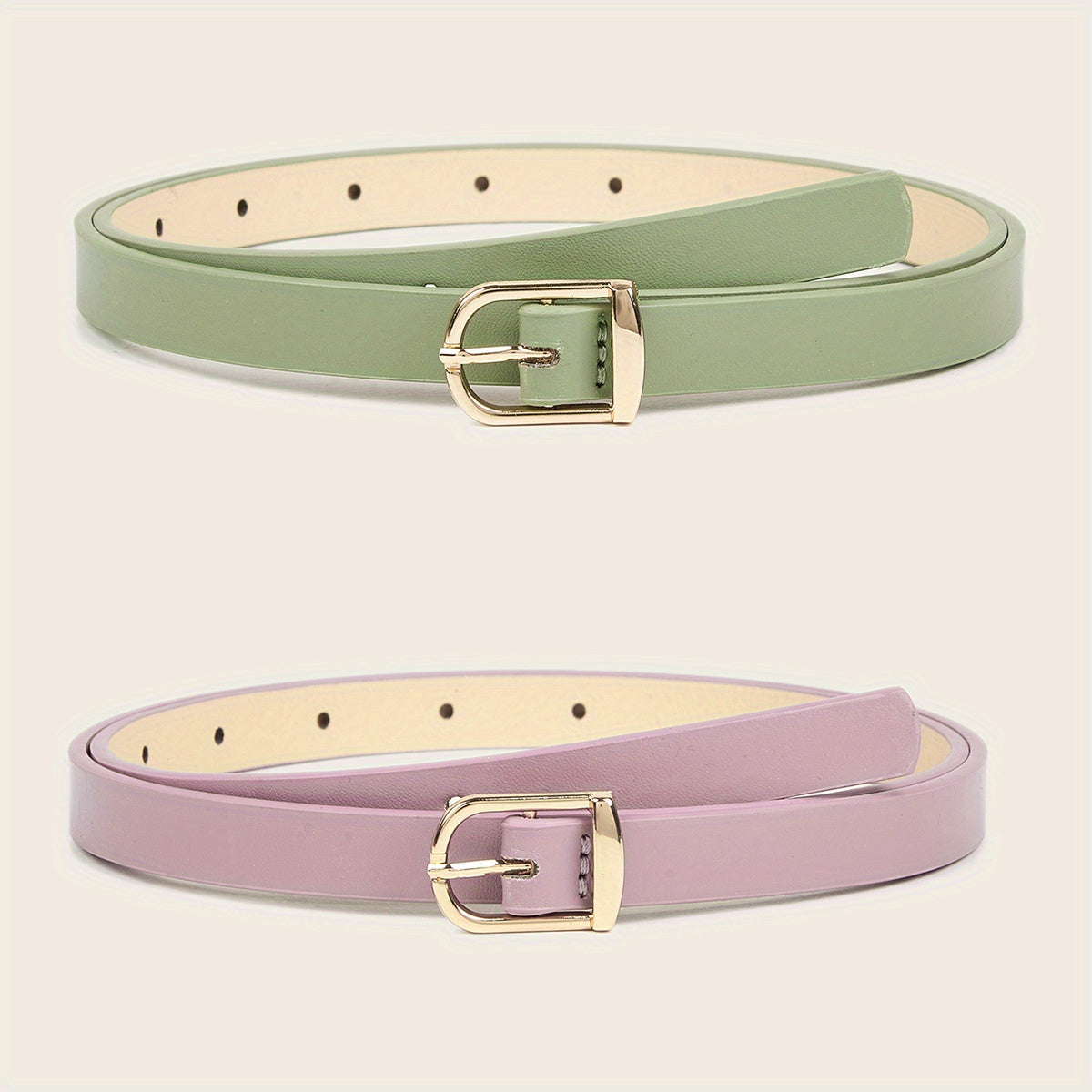 2pcs Square Buckle Belt Girls Casual Decorative Accessories for Pants