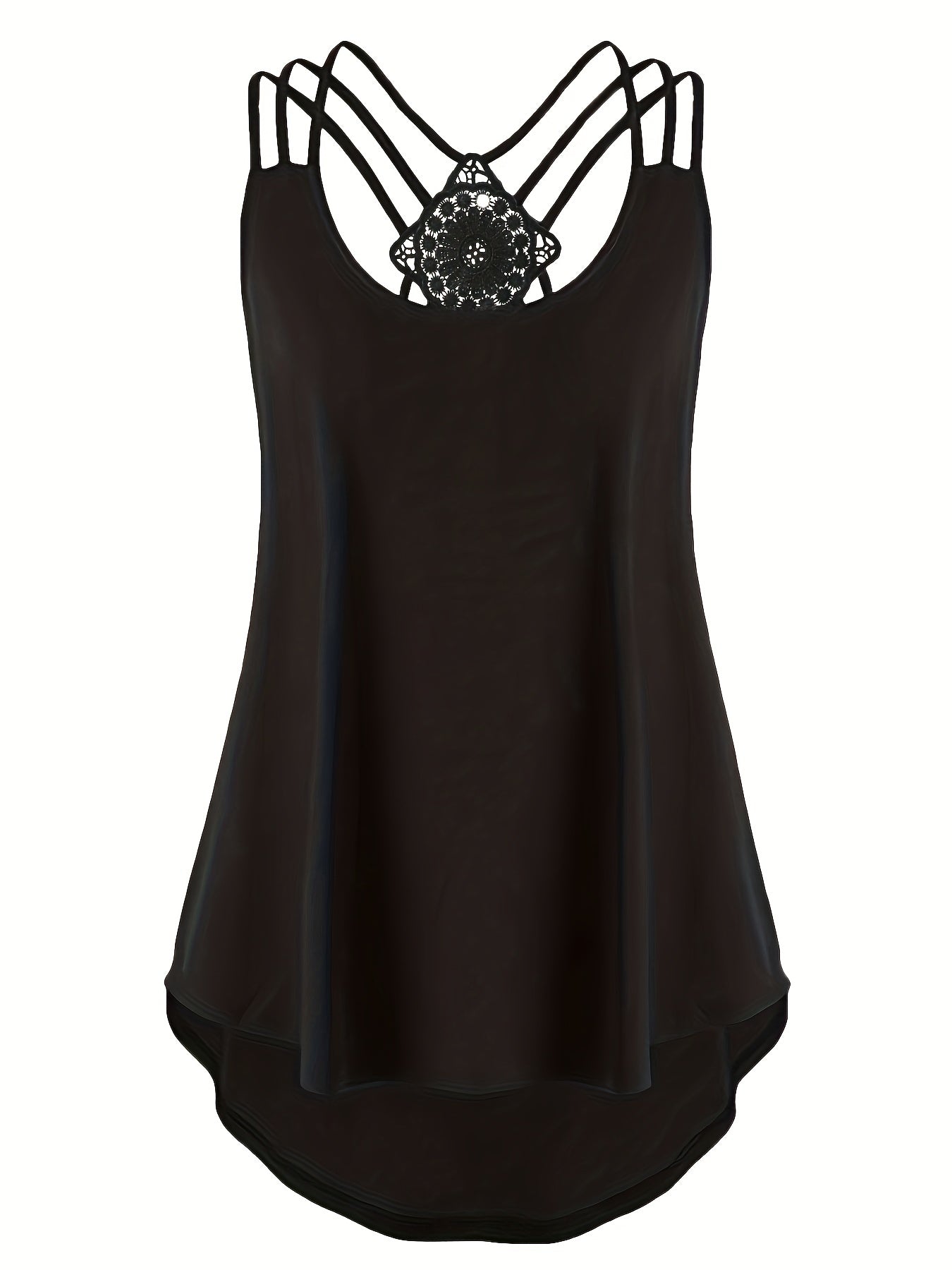  Lace Criss Cross Cami Top Women's Plus Casual Top