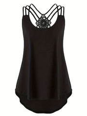  Lace Criss Cross Cami Top Women's Plus Casual Top